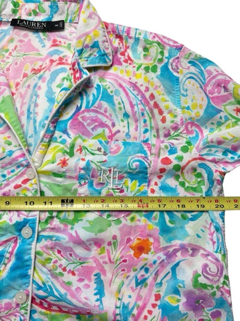 Ralph Lauren Black Label Rainbow Paisley Crop Pajama Set • PM Petite Medium - Picture 6 of 15